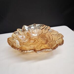 Vtg Indiana Glass Loganberry Leaf Carnival Glass Bowl